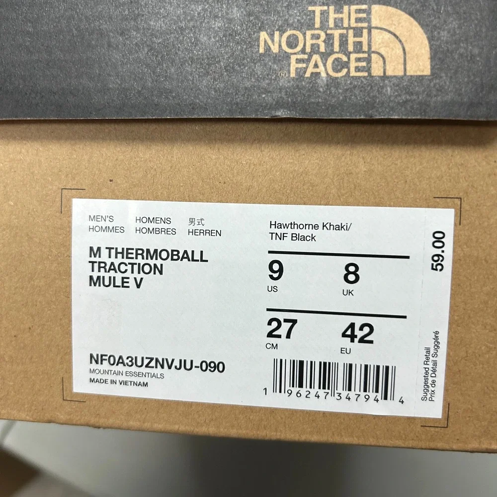 The North Face Mens Size 9 Beige Thermoball Traction Mule Slip On Shoes